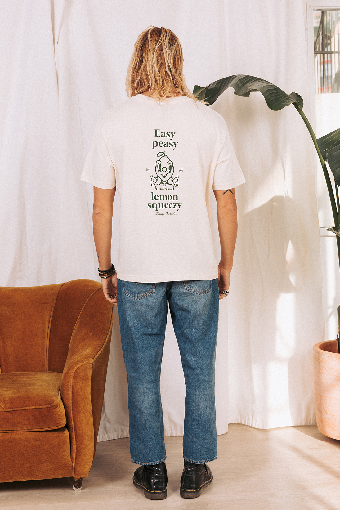 T-shirt naturel unisexe "Easy Peasy" : M / Oversize