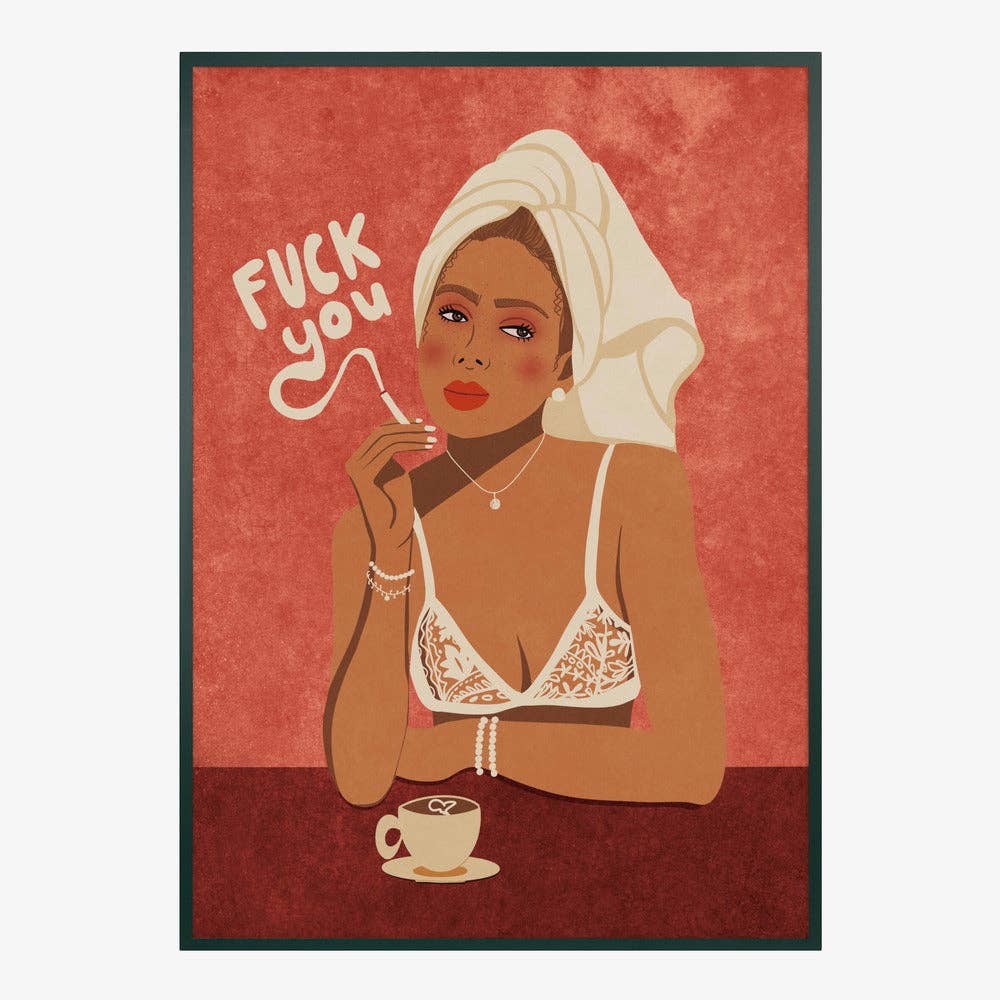 Impression d'art — Femme en smoking et turban en serviette - Pop éditorial: Pas de cadre / 30x40 cm