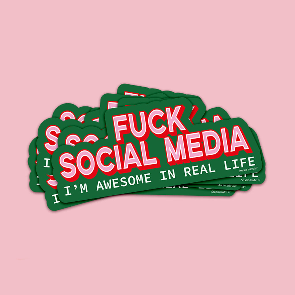 Autocollant Fuck les réseaux sociaux Je suis génial dans la vraie vie