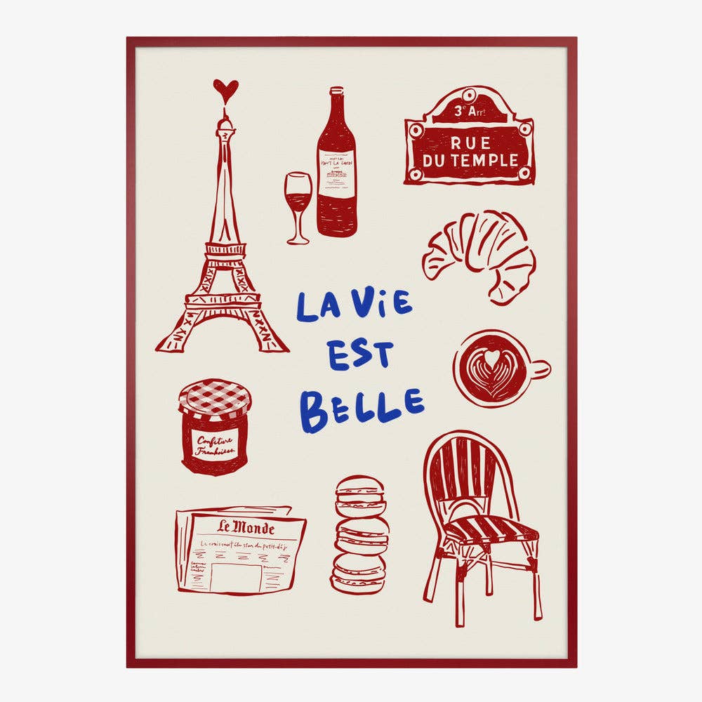 Affiche artistique « Icônes des cafés de Paris » — Affiche de voyage naïve: Pas de cadre / 30x40 cm