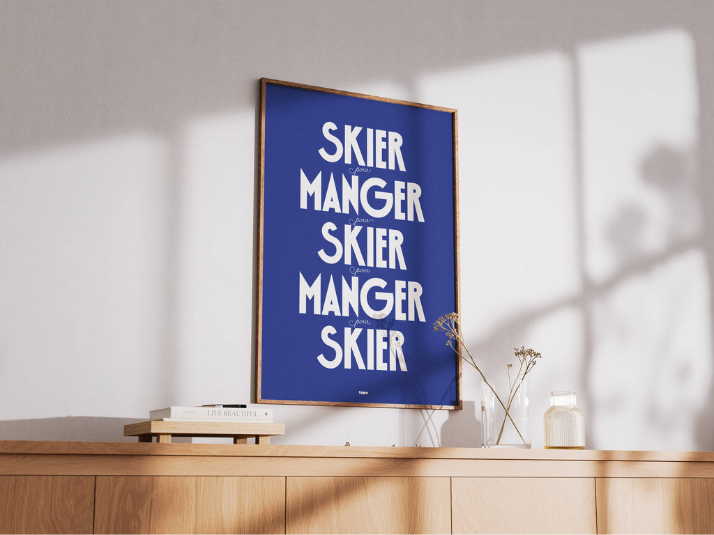 Affiche | Skier, pour manger… | Poster minimaliste: L - 30x40cm