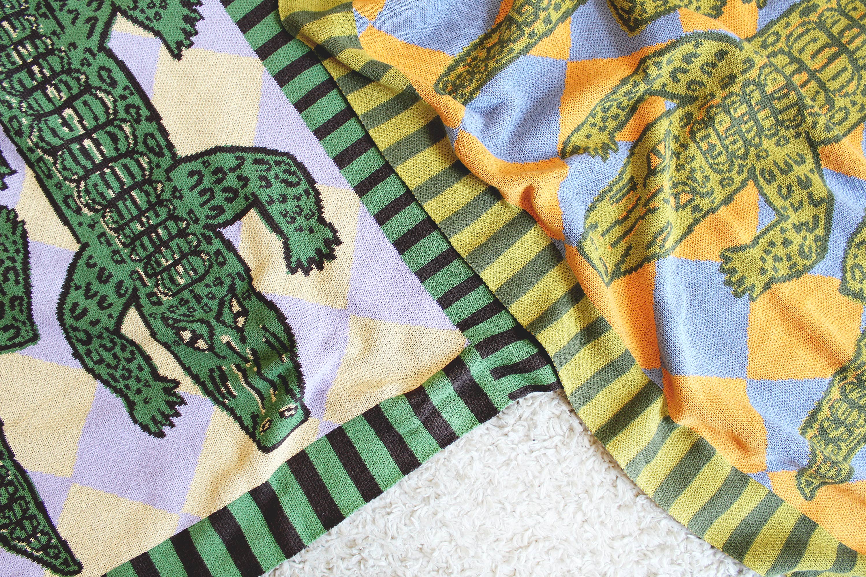 Plaid en tricot Alligator Patio: Golden Hour Chartreuse Jaune Olive