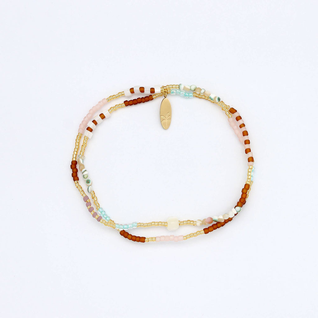 Collection « Été éternel » de bracelets dorés à perles: Violet & Marron