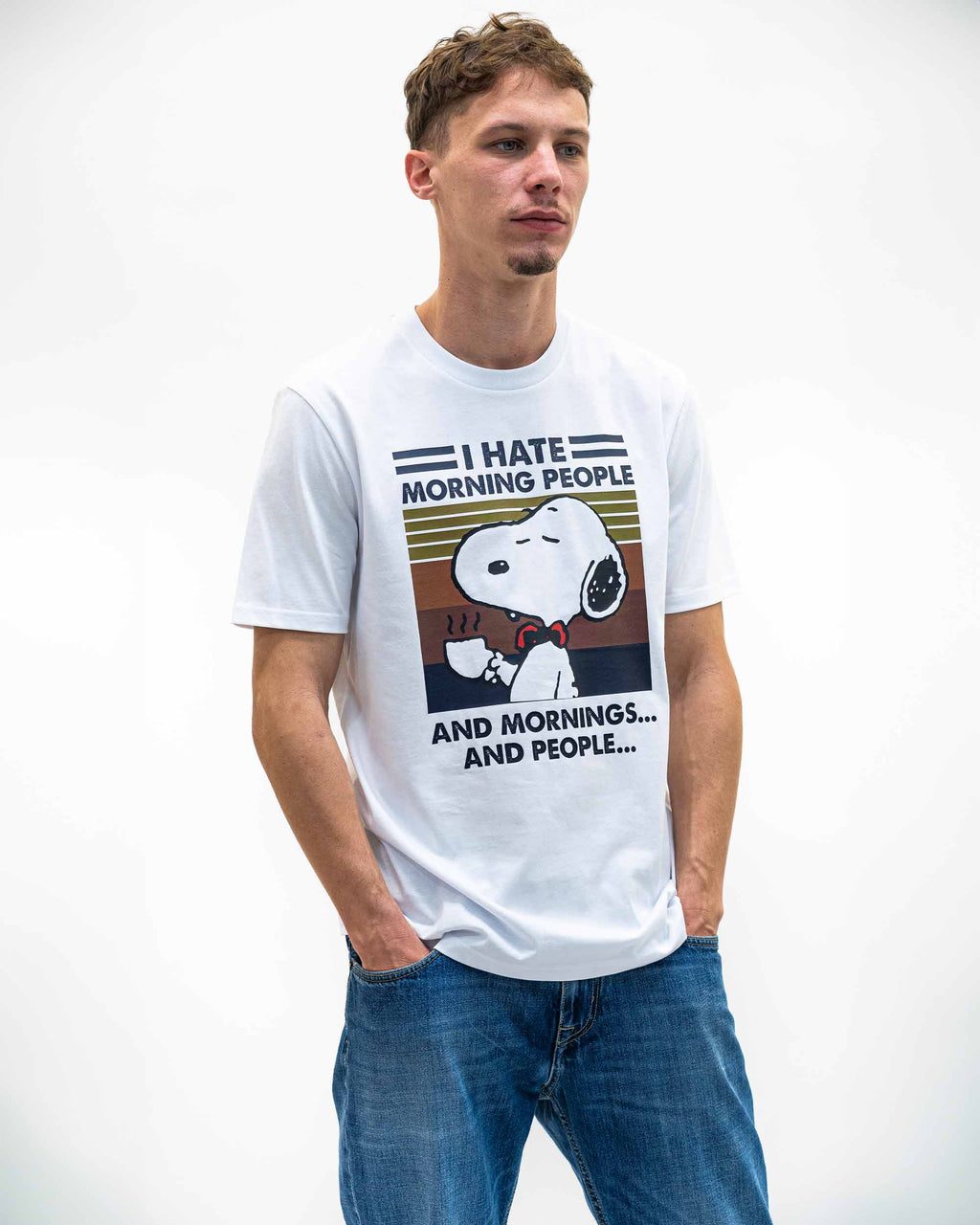 T-shirt Morning People - Tee shirt drôle graphique: Blanc / L