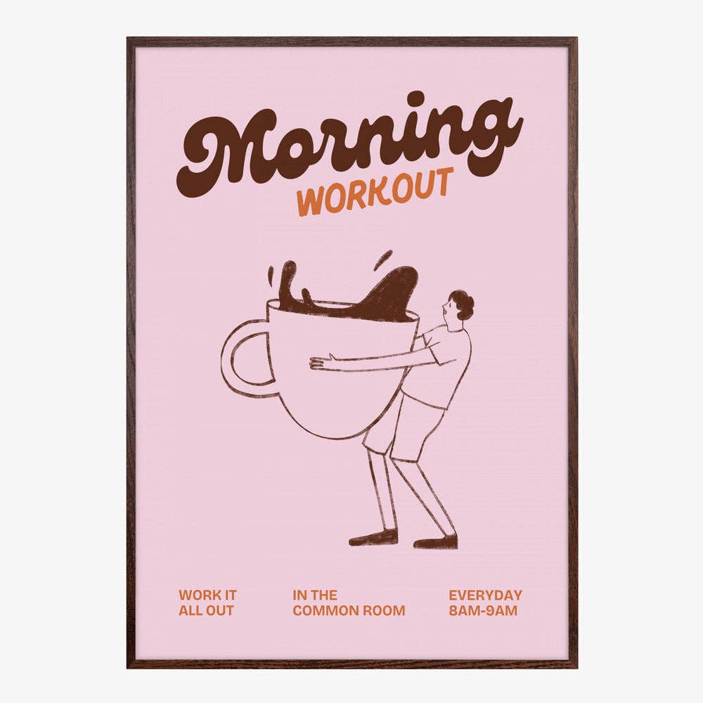 Impression artistique « Entraînement matinal au café » — Affiche rétro rose: Pas de cadre / 30x40 cm