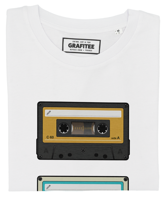 T-shirt K7 - Tee-shirt Illustration Cassettes Rétro: Blanc / XS