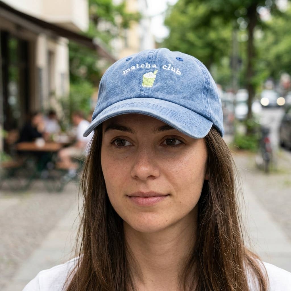Casquette bleue brodée Matcha Club
