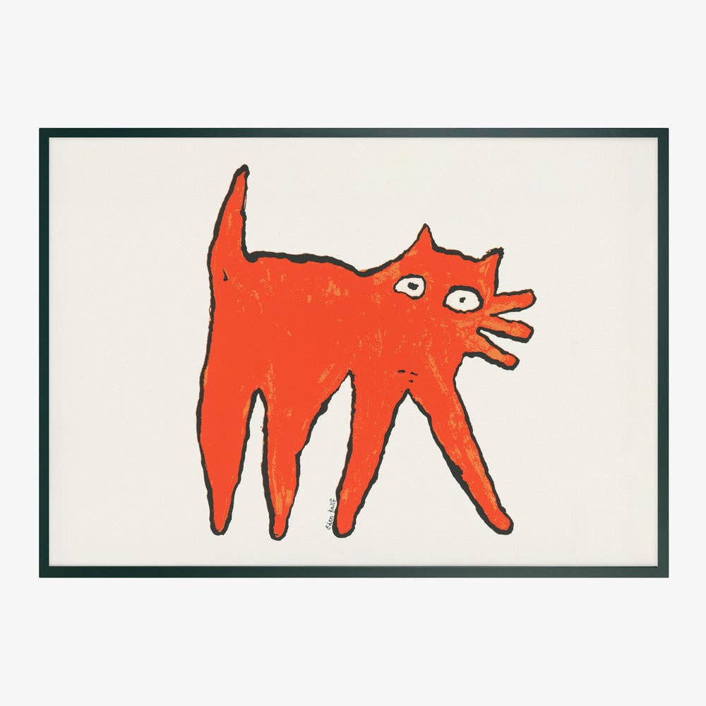Tirage d'art — Chat orange aux grands yeux — Naïf, fantaisiste: Pas de cadre / 30 x 40 cm