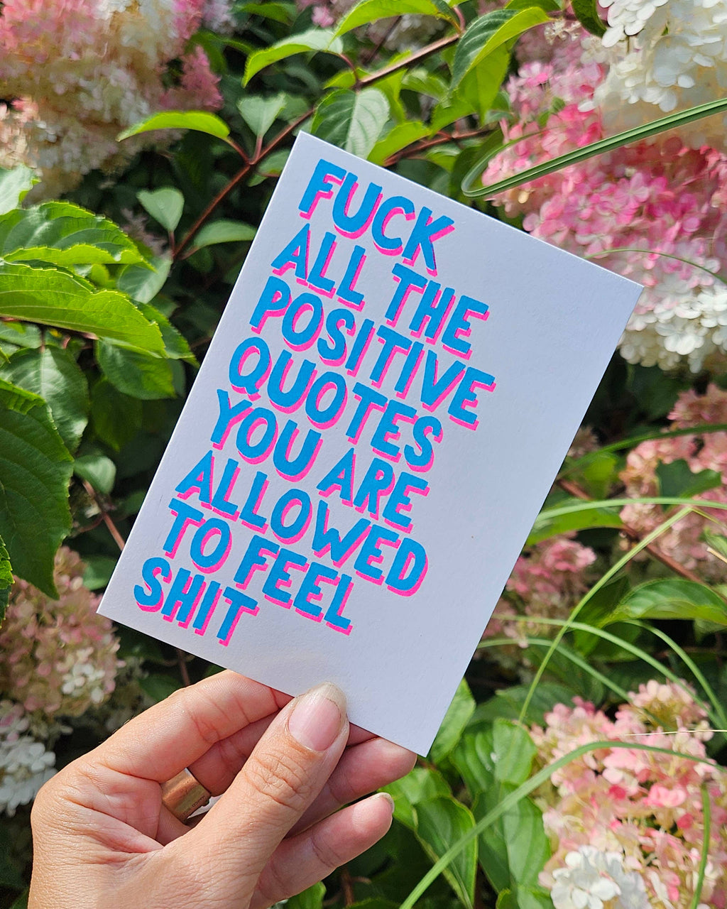 Carte Riso « Fuck all the positive quotes » : message frais et authentique