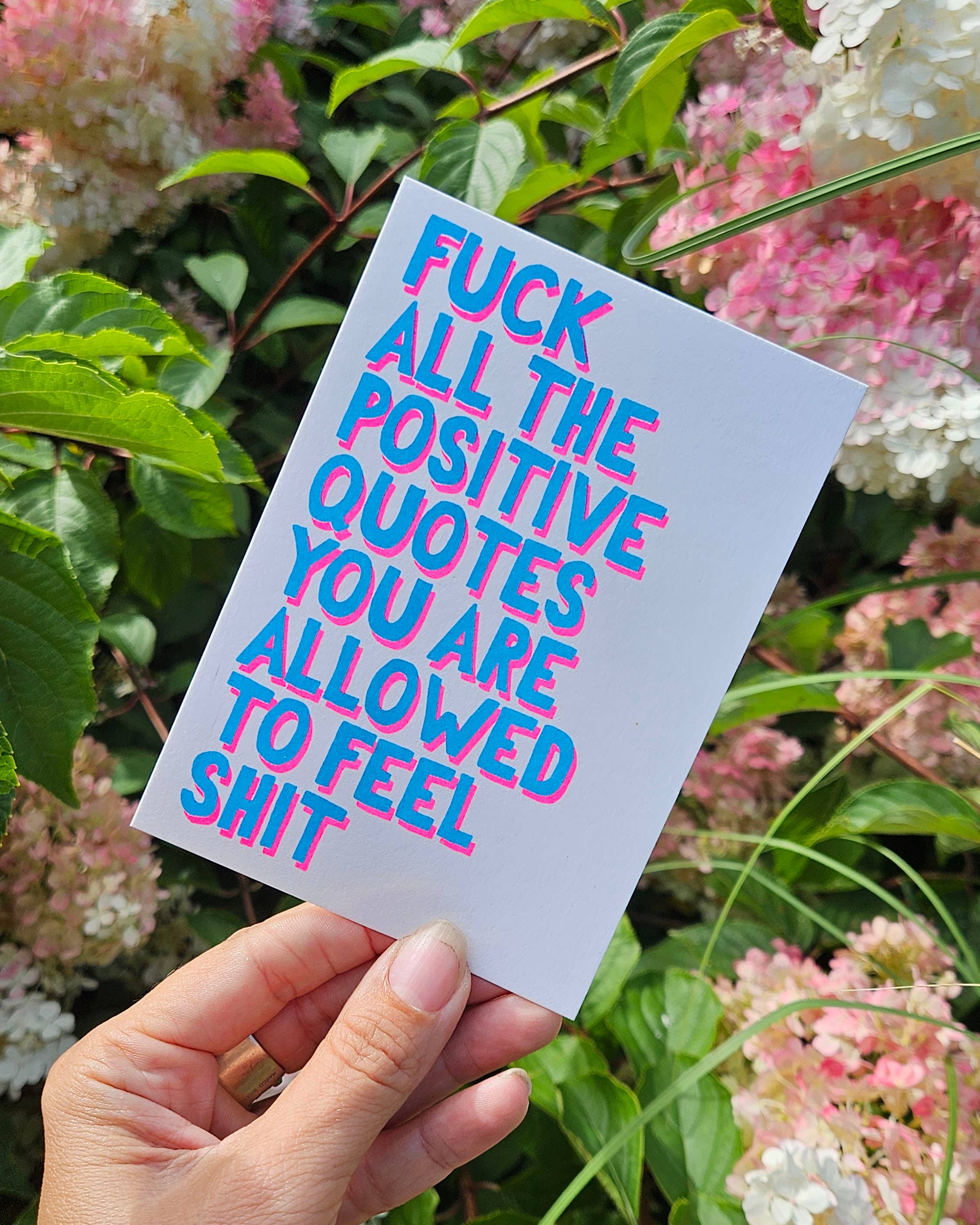 Carte Riso « Fuck all the positive quotes » : message frais et authentique