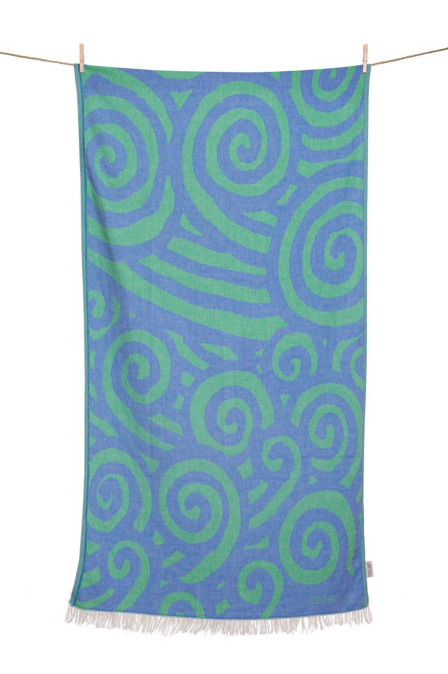 Serviette de plage Avra bleue & citron vert