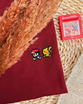 T-shirt Brodé - Sacha Pikachu: Bordeaux / S