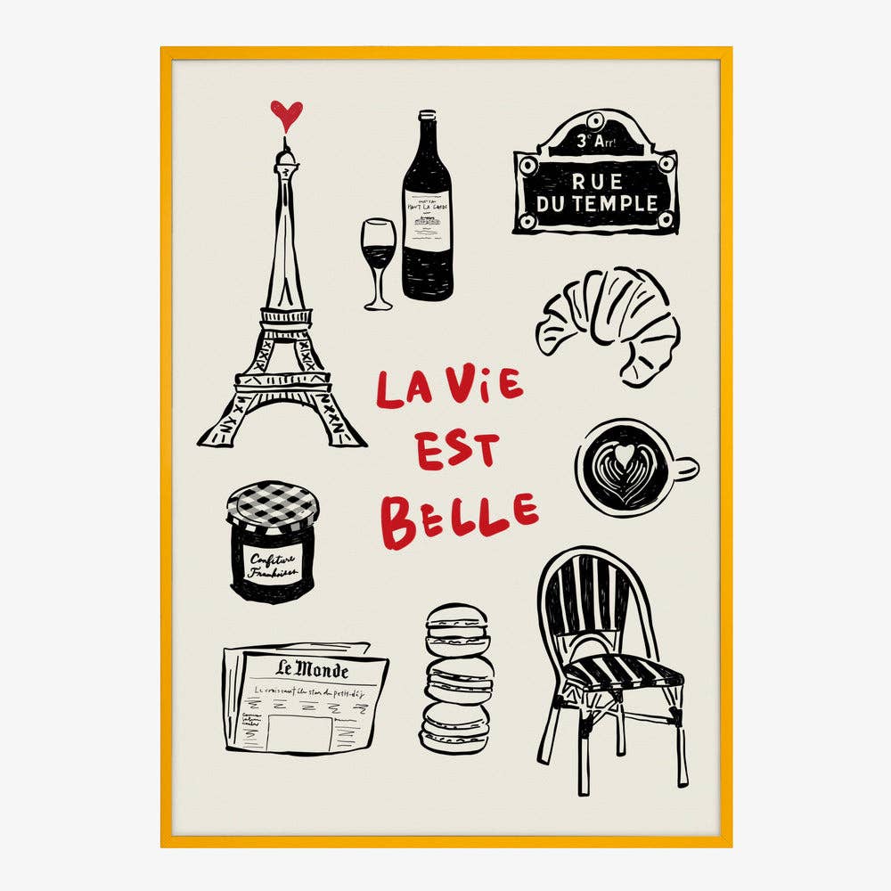 Affiche « Icônes de Paris » – Décor en encre noire: Pas de cadre / 30 x 40 cm