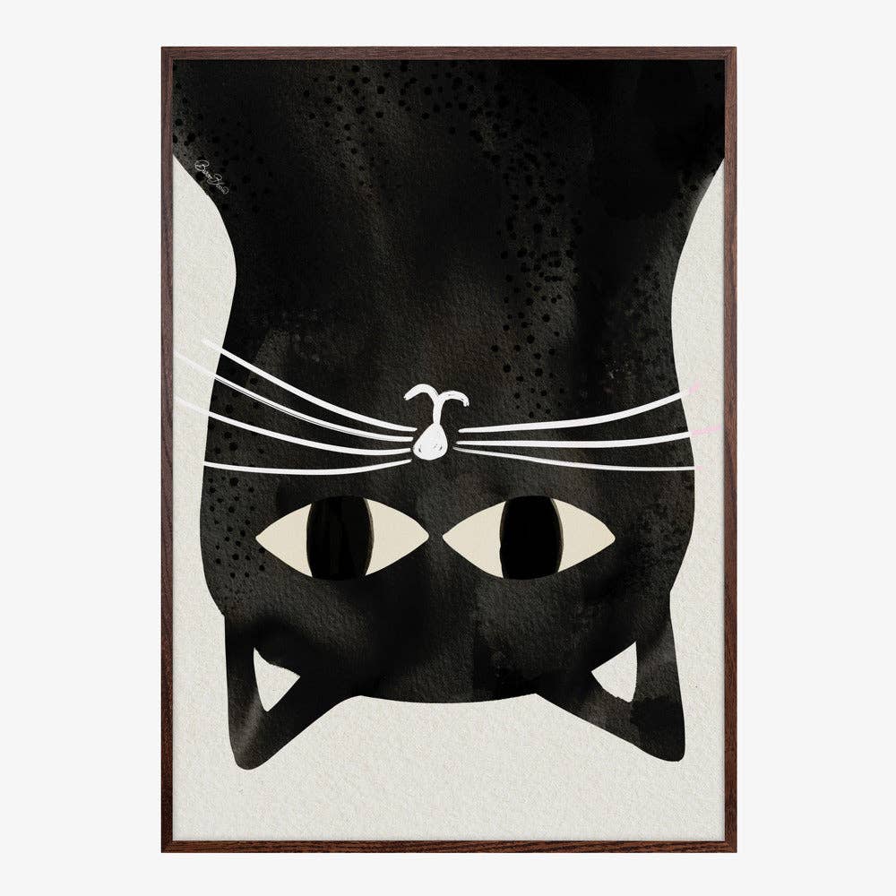 Affiche d'art « Chat noir à l'envers » - Encre: No Frame / 30 x 40 cm