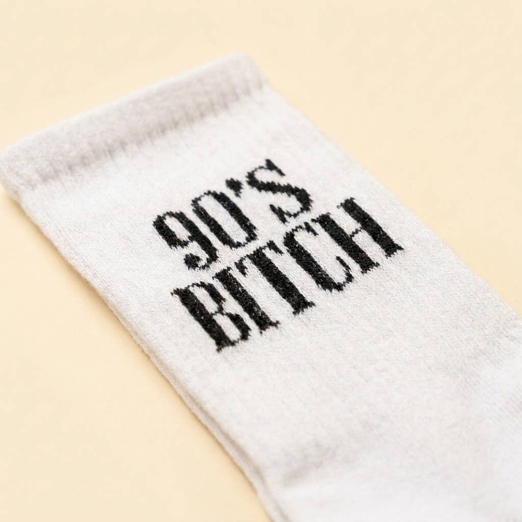 Chaussettes à message « 90s Bitch » — Cadeau pour enterrement de vie de jeune fille: Salope des années 90 / 37-43