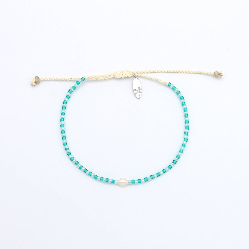 Mutiara Bracelet délicat à perles, Bracelet de surf réglable: Marine & Orange