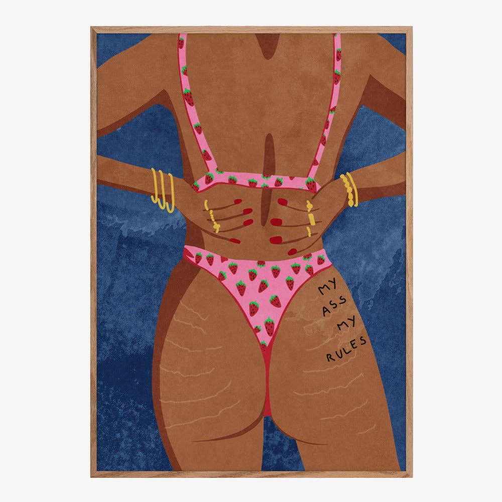 Affiche « Mon cul, mes règles » — Décor féministe pictural: Pas de cadre / 30x40 cm