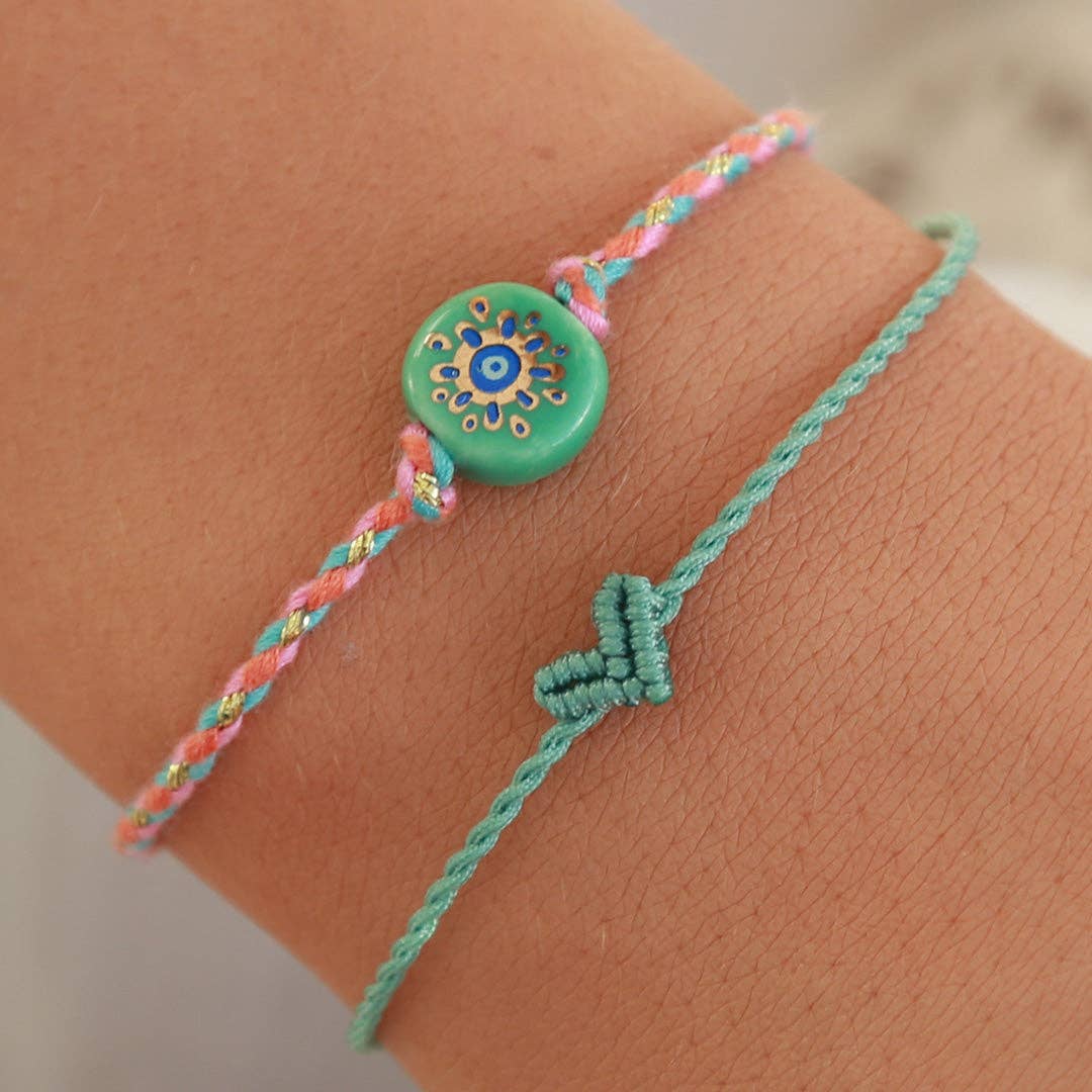 Bracelet vert mer Love Ibiza avec petit cœur