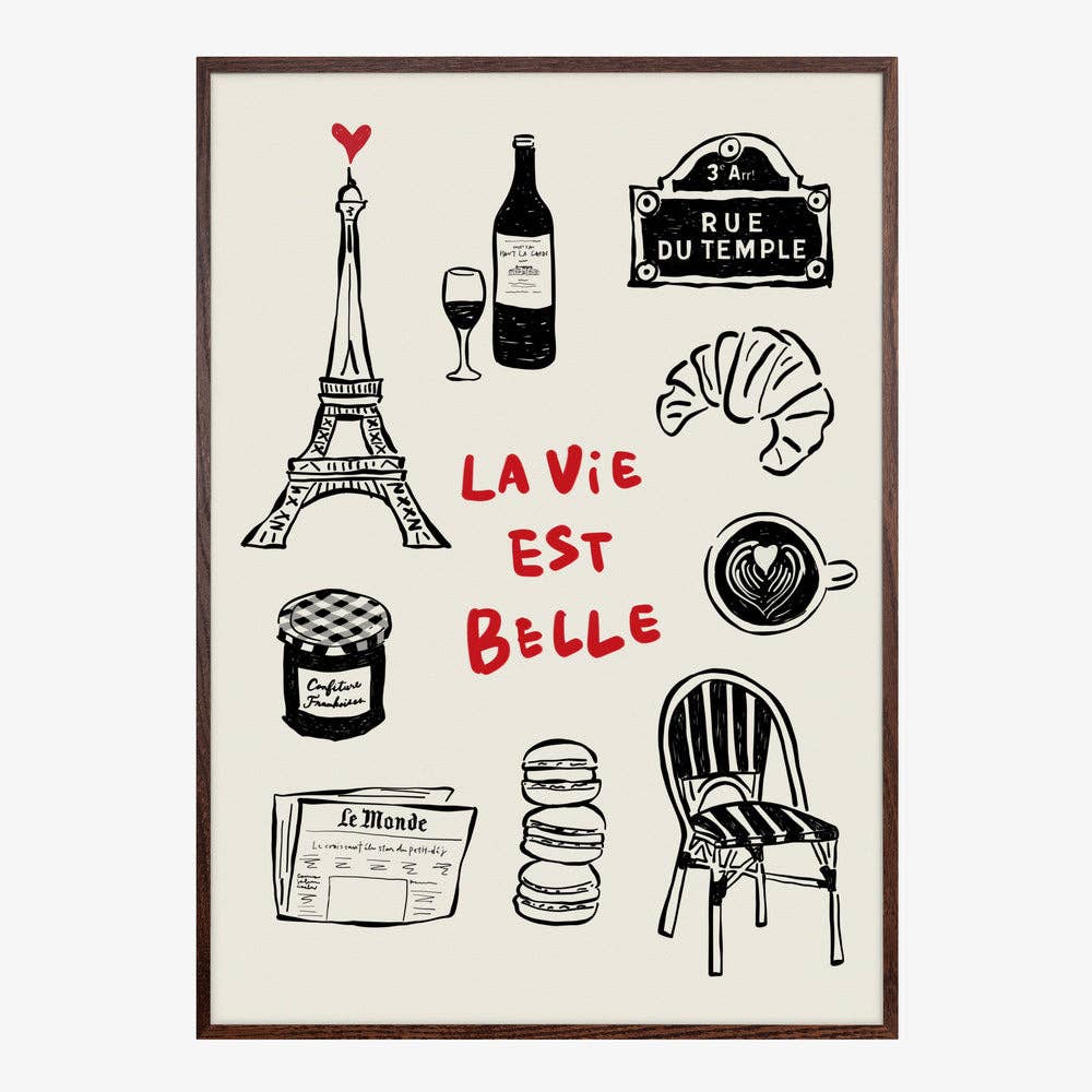 Affiche « Icônes de Paris » – Décor en encre noire: Pas de cadre / 30 x 40 cm