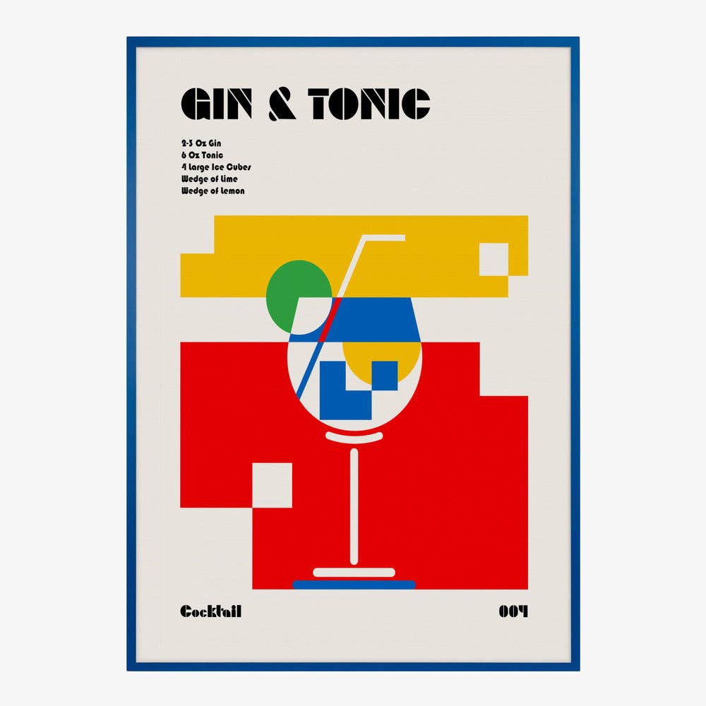 Affiche artistique recette de Gin Tonic Bauhaus - Moderniste: Pas de cadre / 30 x 40 cm