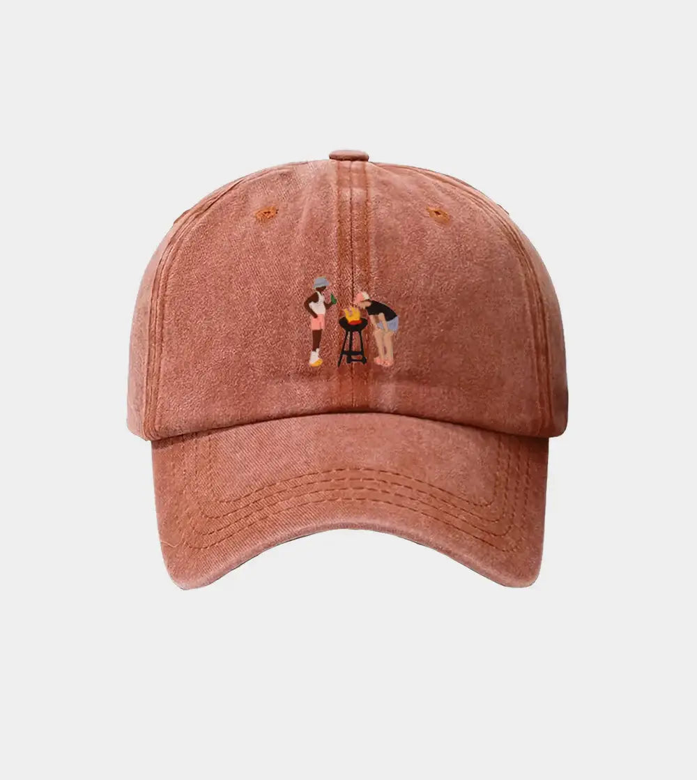 Casquette Brodée - Barbecue des vacances: Marron Vintage