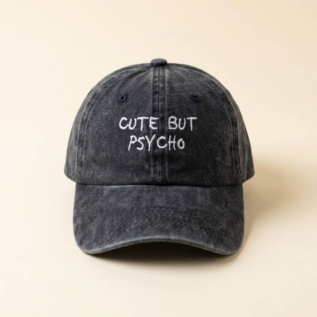 Casquette rose brodée « Mignonne mais psychopathe »: Blue