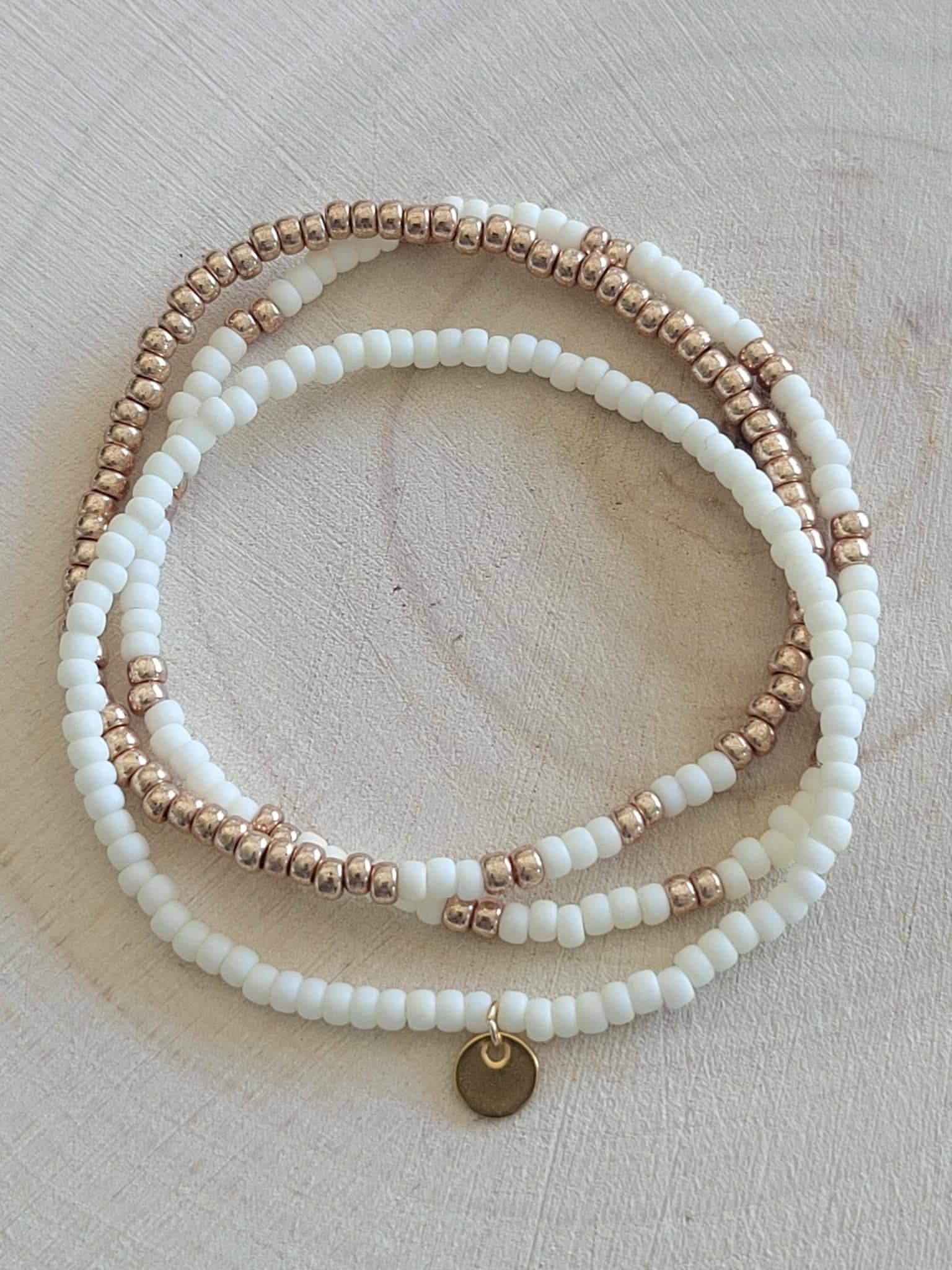 Ensemble de bracelets Miyuki crème et blanc