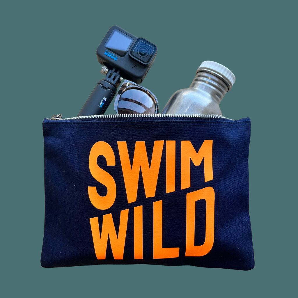 Sac zippé Swim Wild bleu marine \ Neon Orange