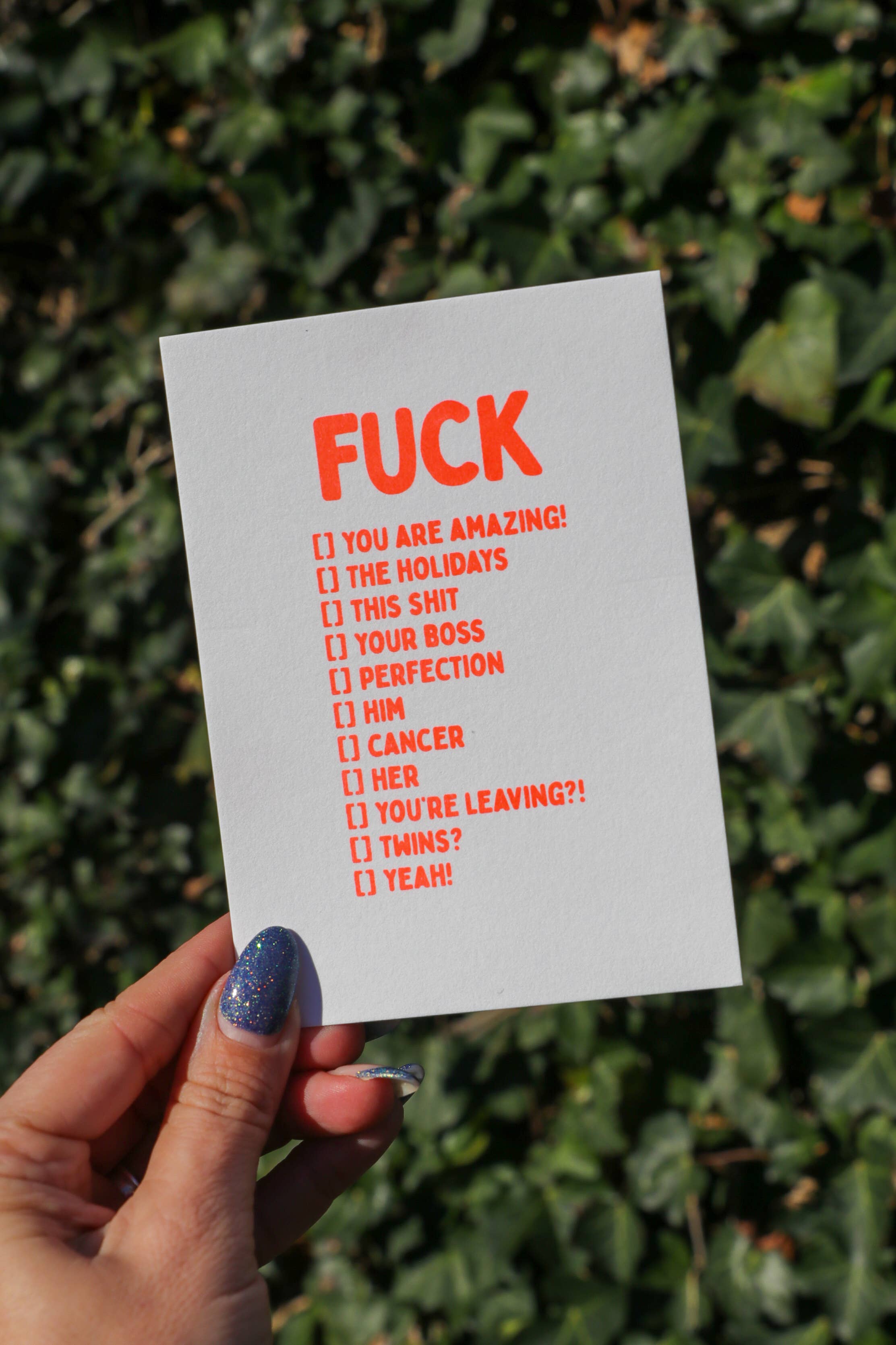 Carte postale « FUCK you are amazing, him, cancer, holidays »