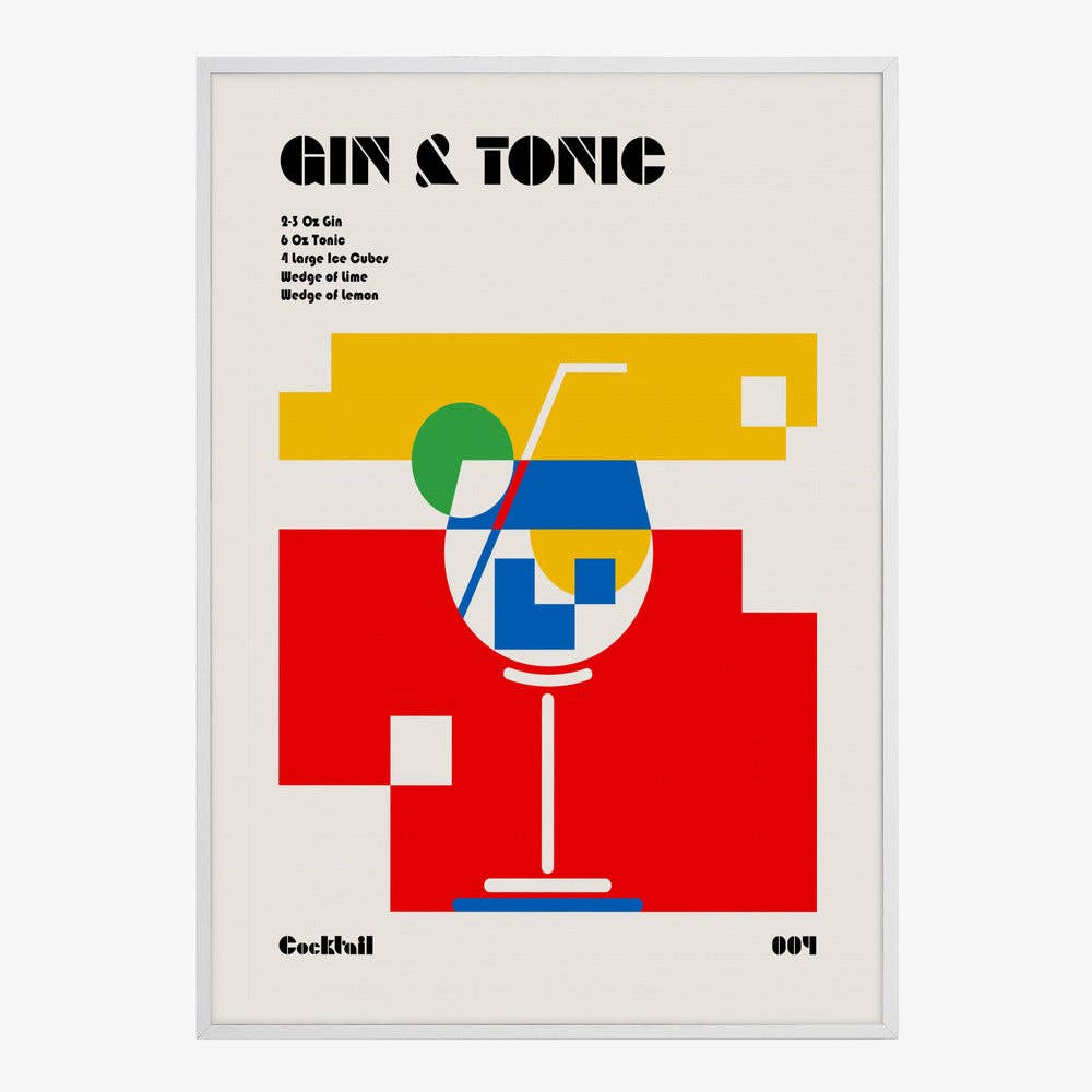 Affiche artistique recette de Gin Tonic Bauhaus - Moderniste: Pas de cadre / 30 x 40 cm
