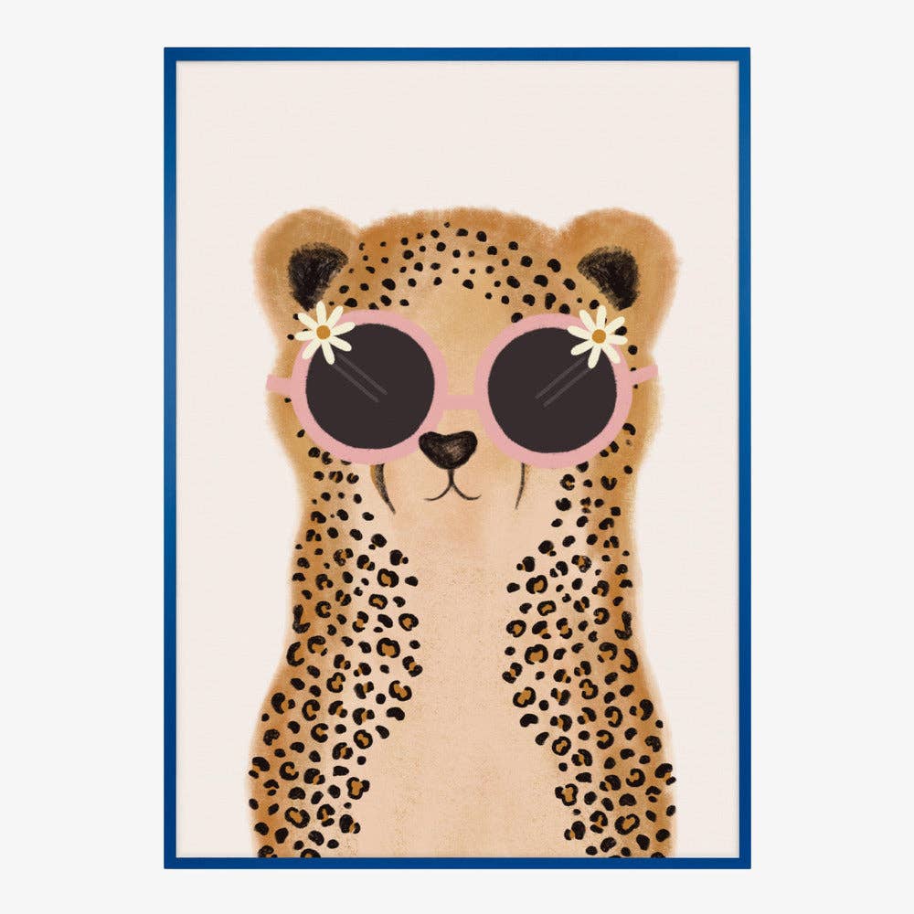 Affiche artistique de bébé guépard à la marguerite rose — décor fantaisiste pour chambre d'enfant: Pas de cadre / 30 x 40 cm