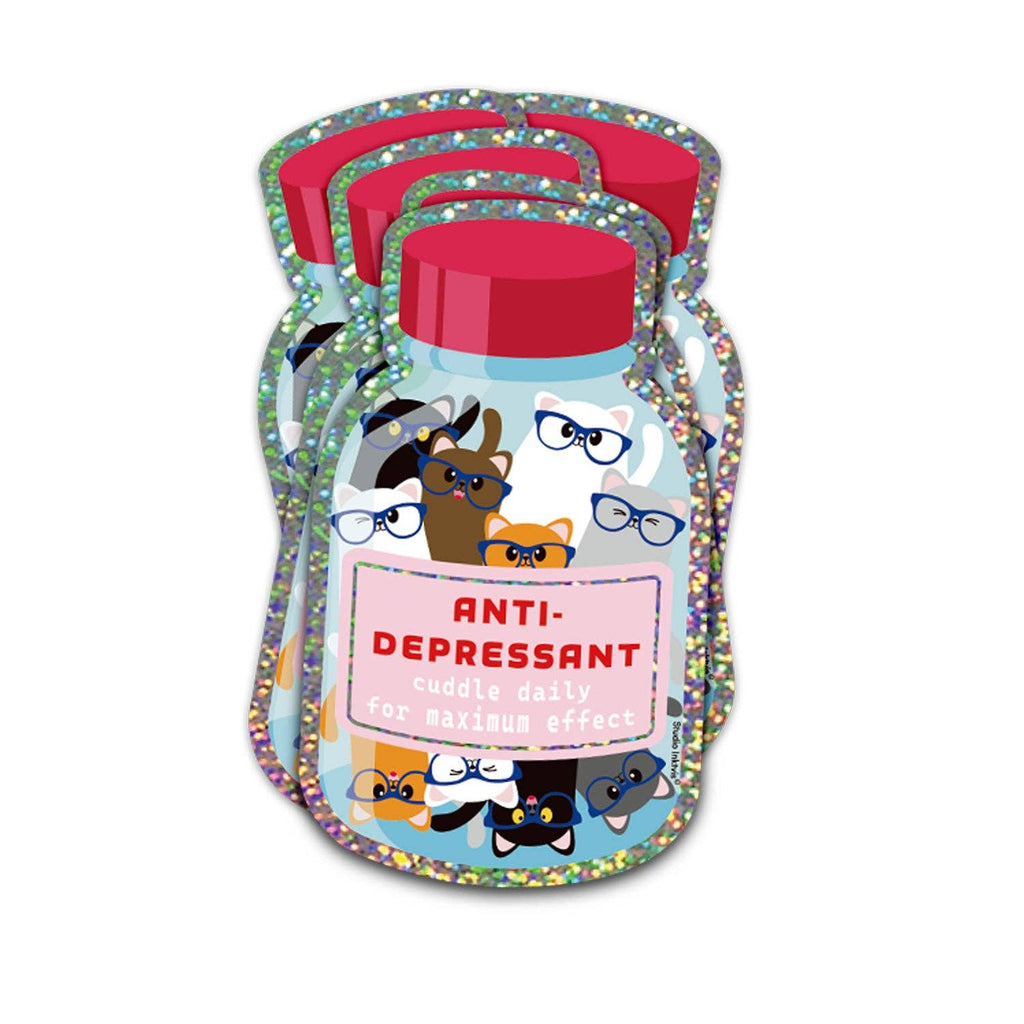 Autocollant pailleté Anti-dépresseur câlin quotidien chats