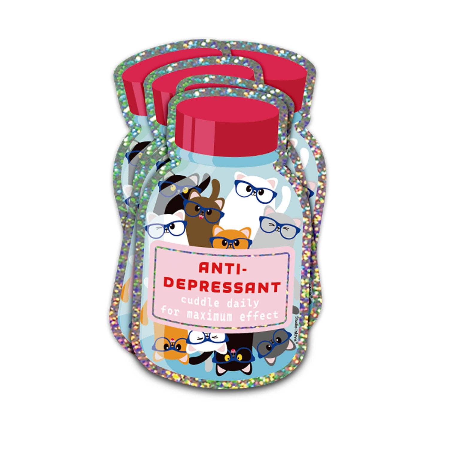 Autocollant pailleté Anti-dépresseur câlin quotidien chats