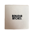 Carreau signature 'Bonjour bitches' en forme de main