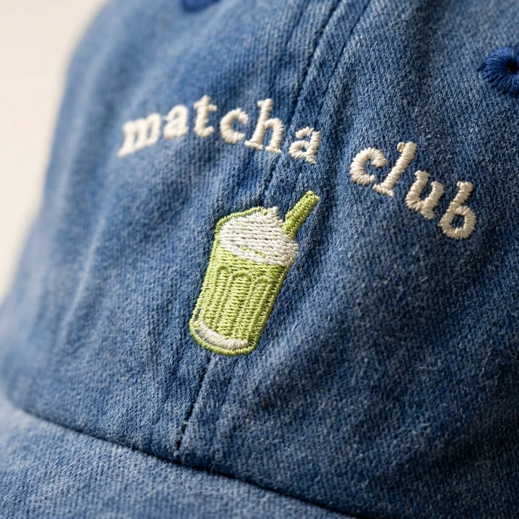 Casquette bleue brodée Matcha Club