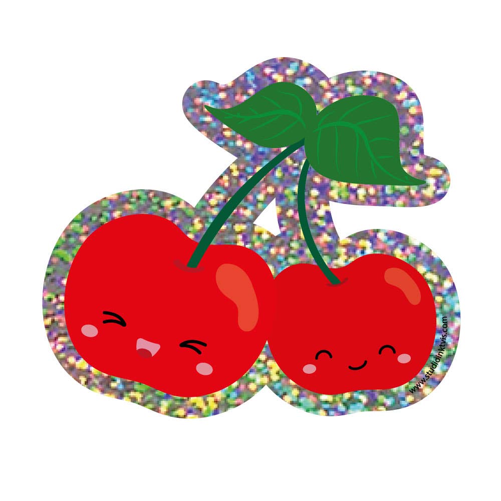 Autocollant paillettes cerises, autocollant cerises adorable