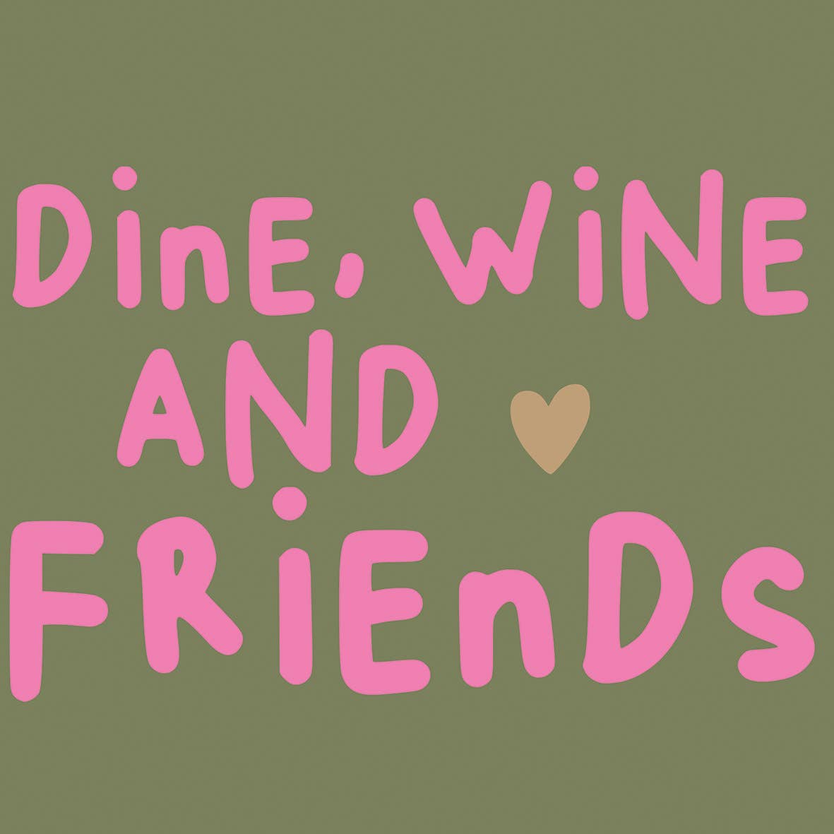 Vin, Dîner, Amis Serviette Verte 33x33