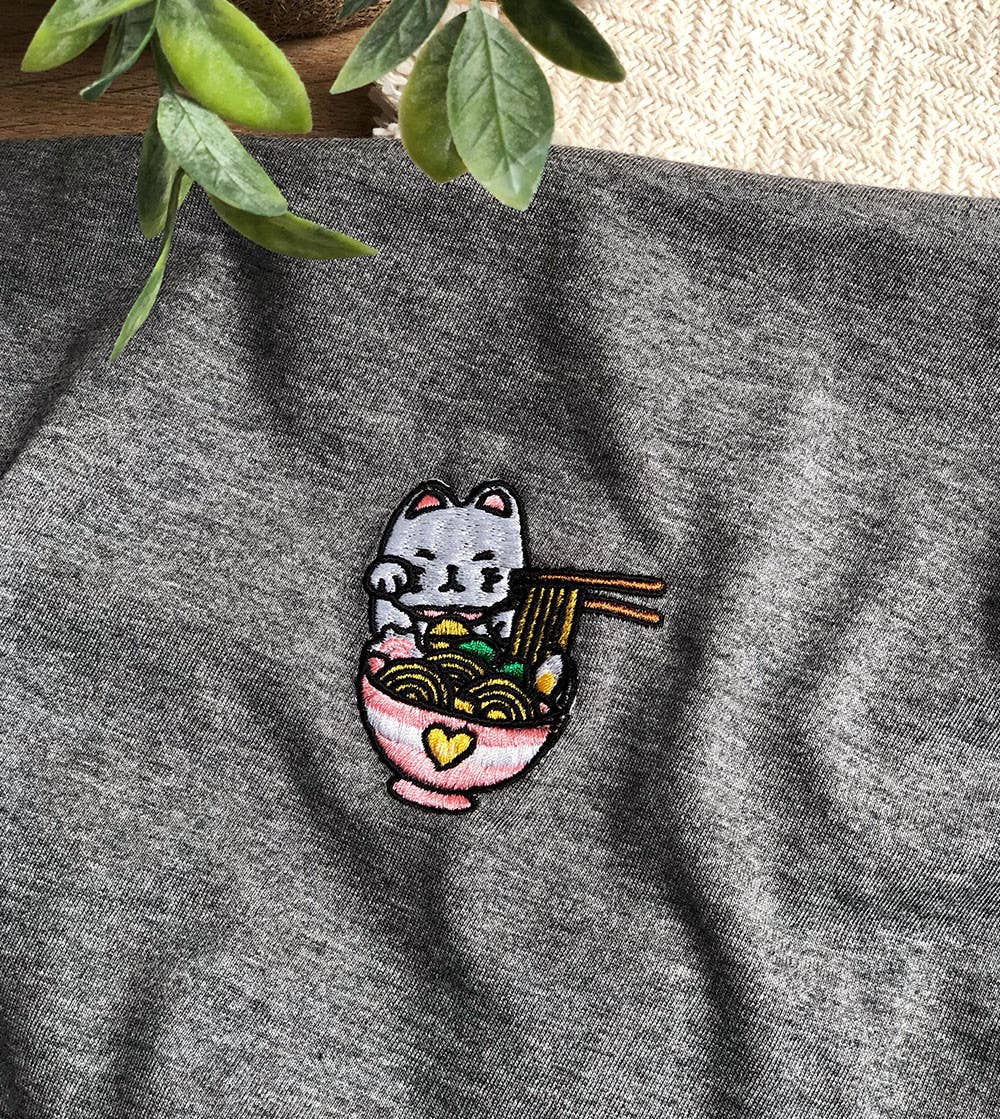T-shirt brodé - Ramen Lover: Gris / L