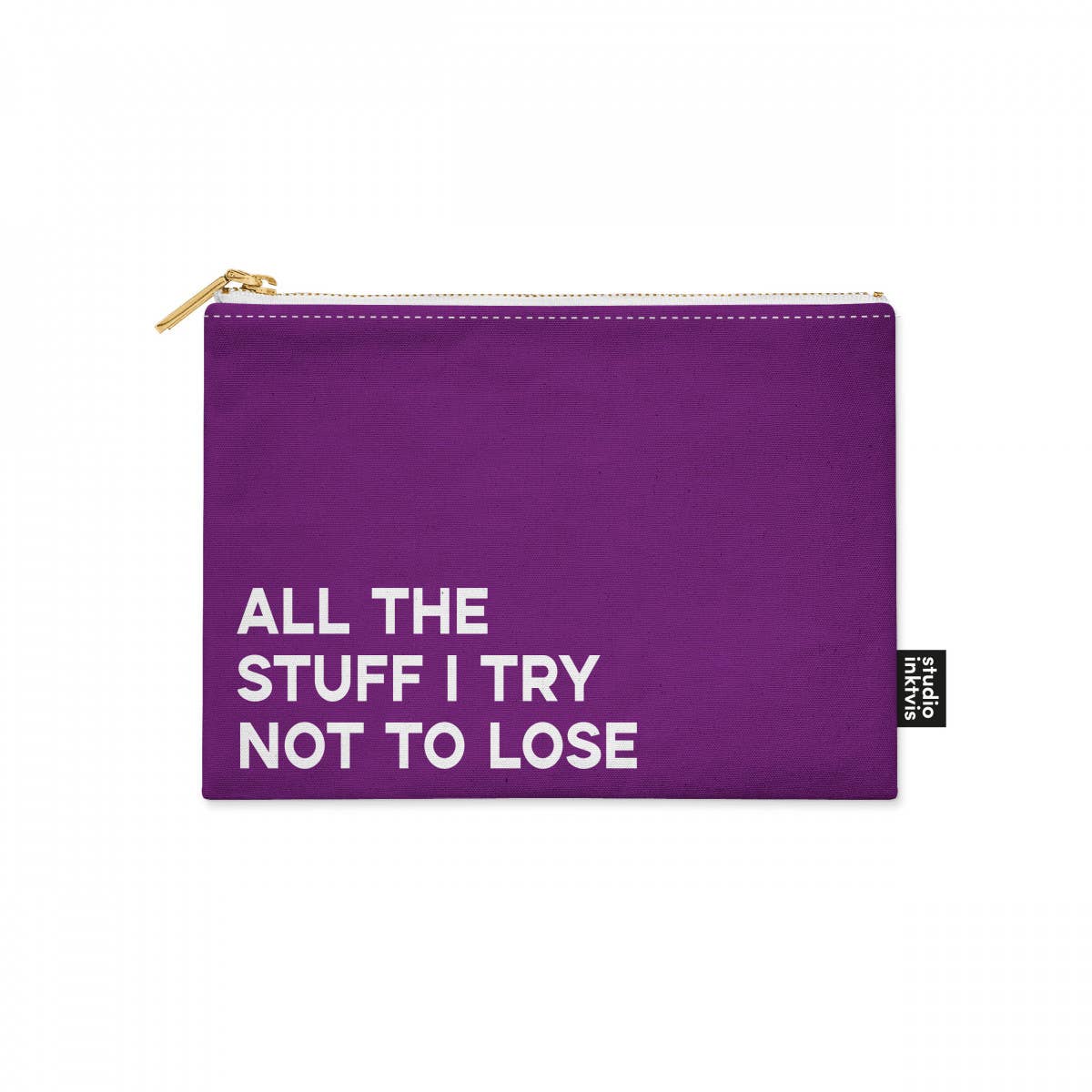 Trousse maquillage violette « All The Stuff I Try Not To Lose »