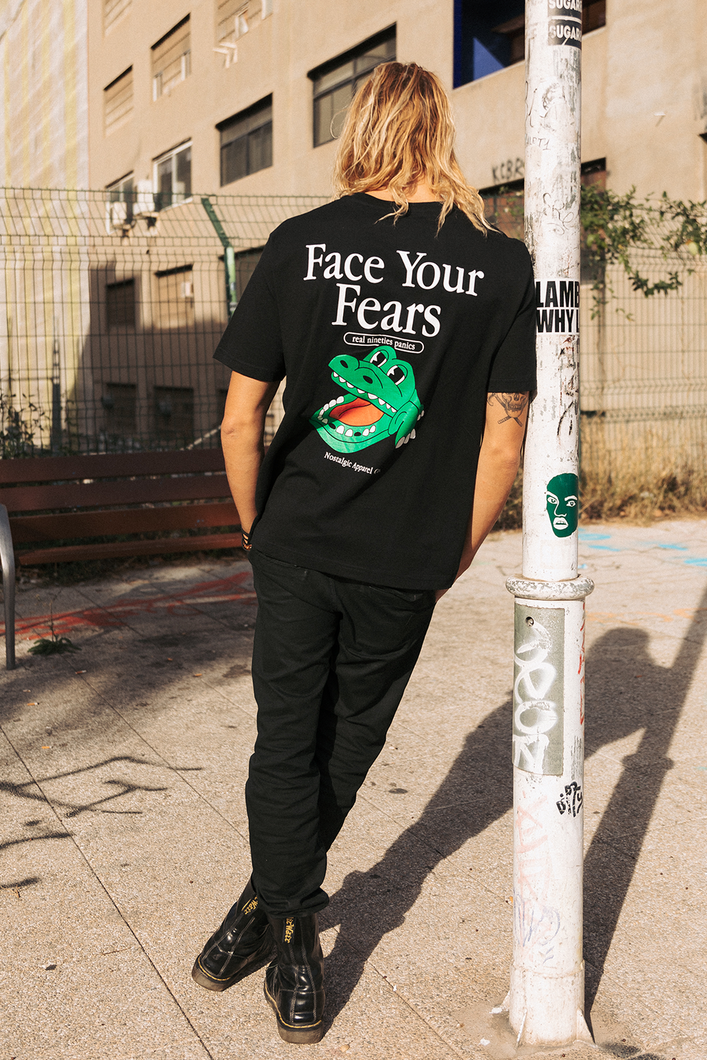 T-shirt unisexe noir « Face Your Fears » | M / Oversize