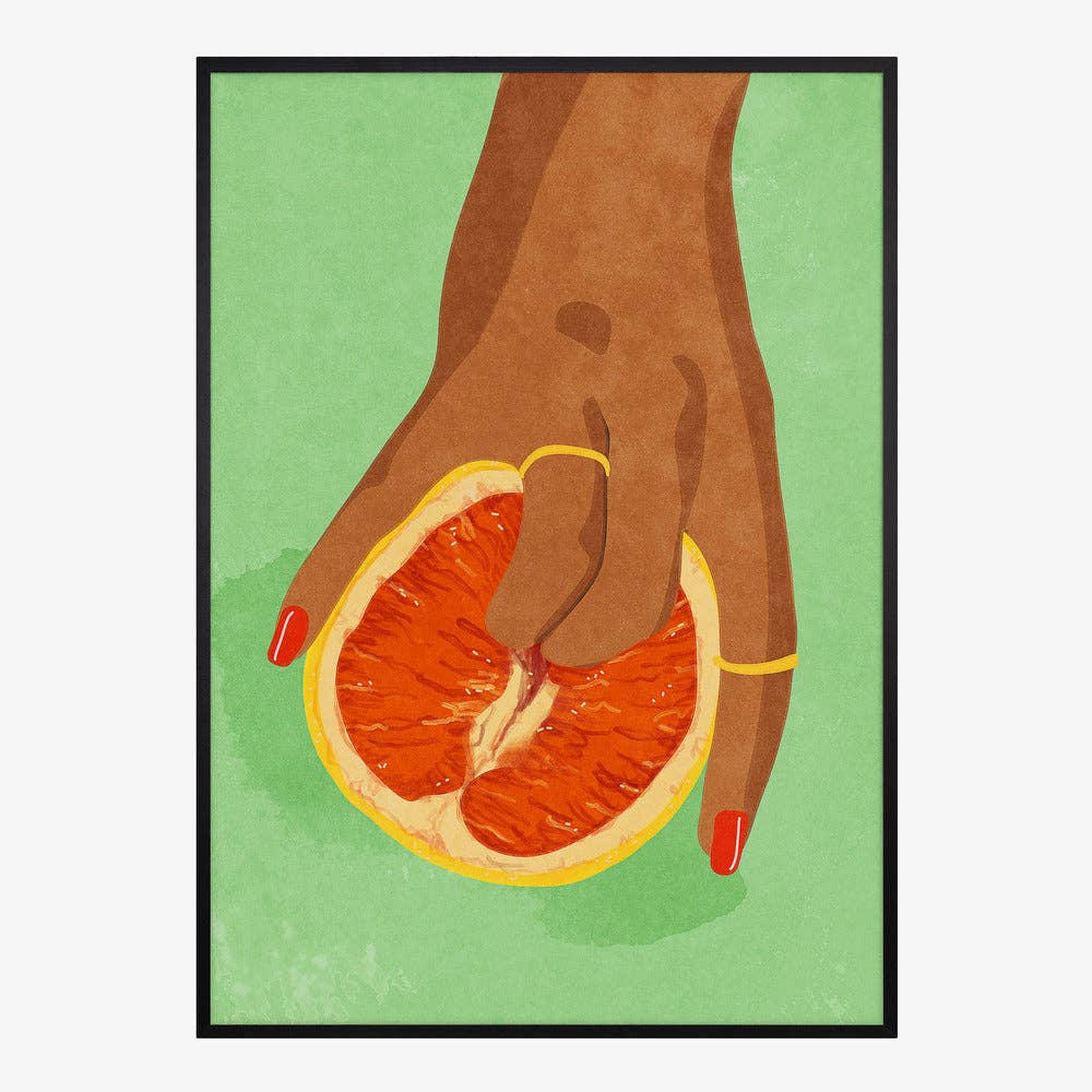 Tirage d'art « Pamplemousse dans la main » – Pop pictural pour cuisine: Pas de cadre / 30 x 40 cm