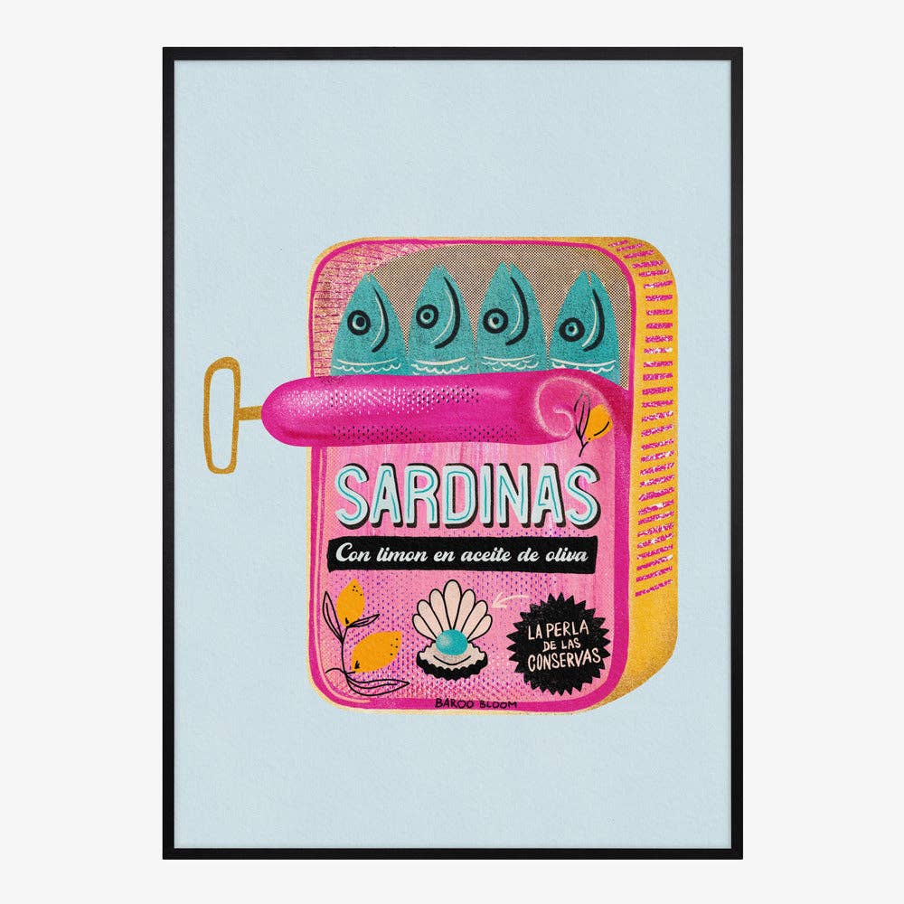 Affiche artistique « boîte de sardines roses » — Poster pop pour la cuisine: Pas de cadre / 30x40 cm