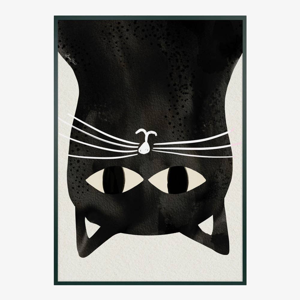 Affiche d'art « Chat noir à l'envers » - Encre: No Frame / 30 x 40 cm