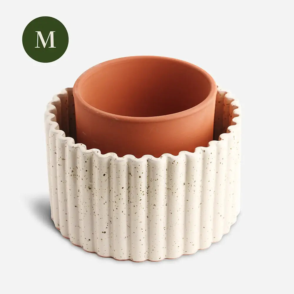 Pot autonome Paula (M) - Blanc grainé