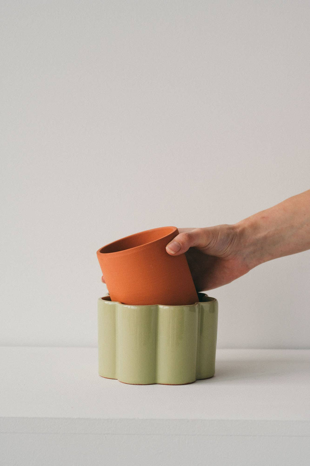Pot auto-arrosant Paulita (S) - Vert sauge