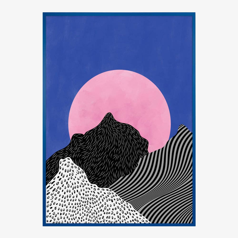 Impression d'art « Pink Moon Peaks » — Paysage pop surréaliste: Pas de cadre / 30x40 cm