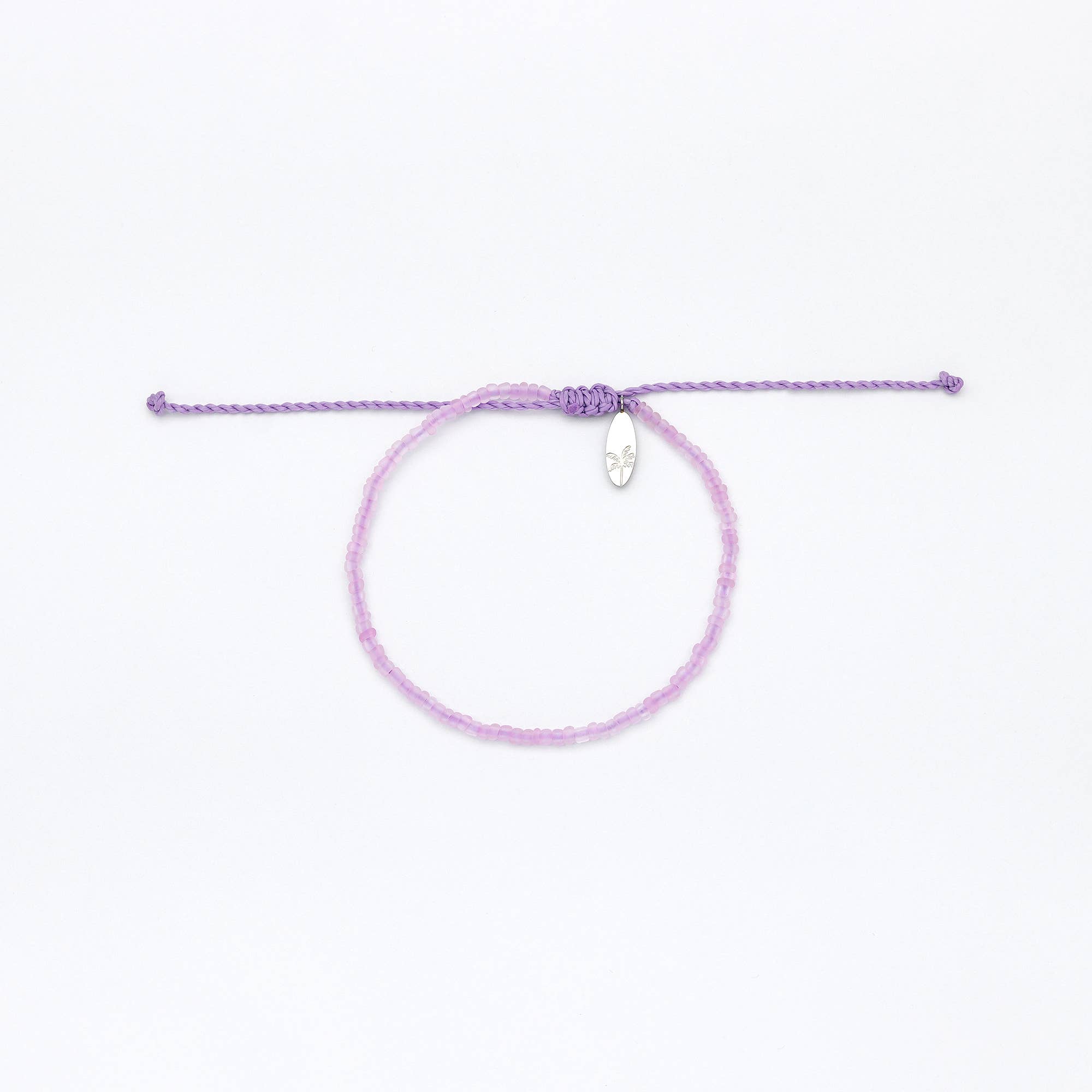 Bracelet perlé en verre dépoli Wailele. Bracelet empilable: Violet