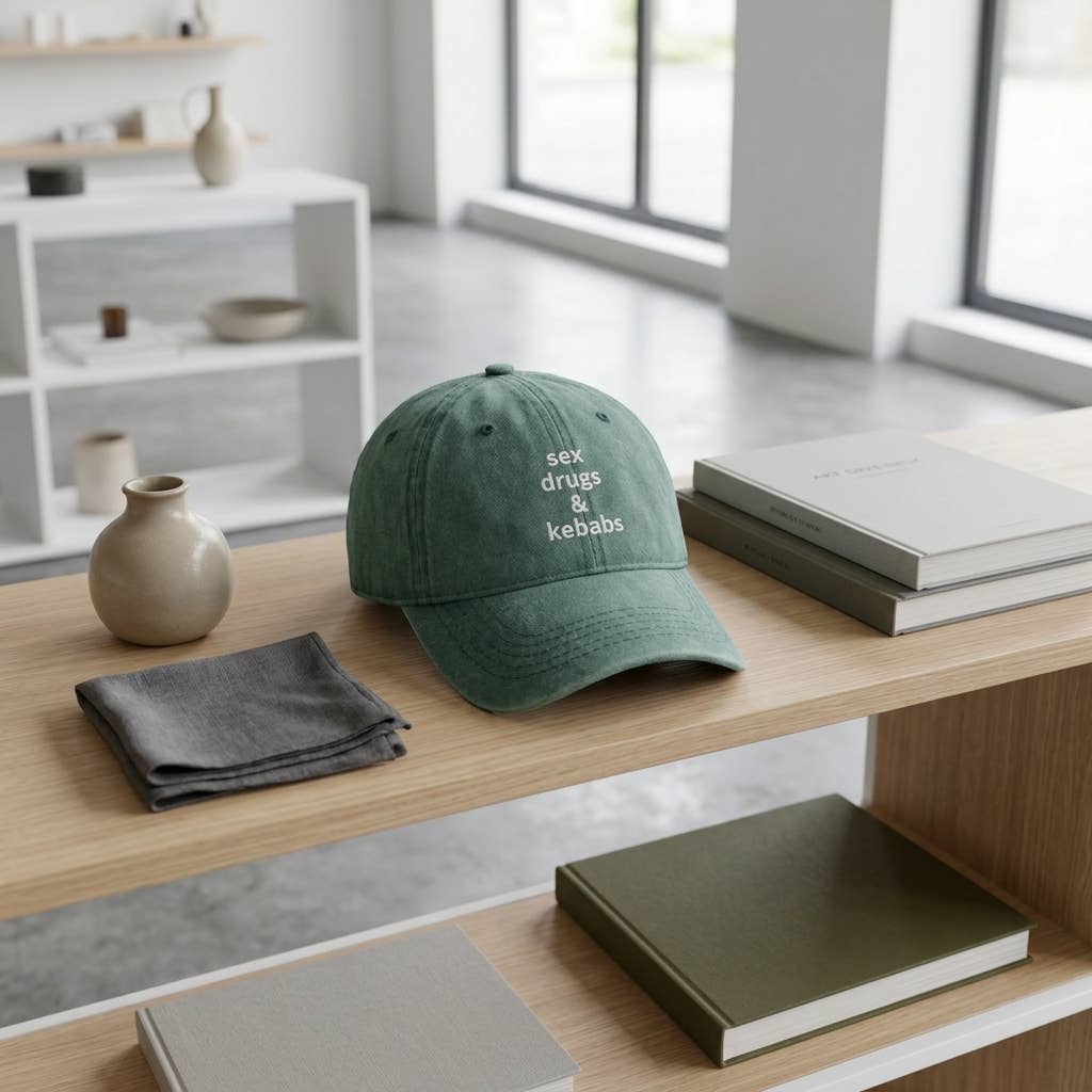 Casquette grise brodée « Sex Dr*gs & Kebabs »: Vert