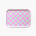 Plateau de service rectangulaire à damier menthe/pivoine - 27x20 cm
