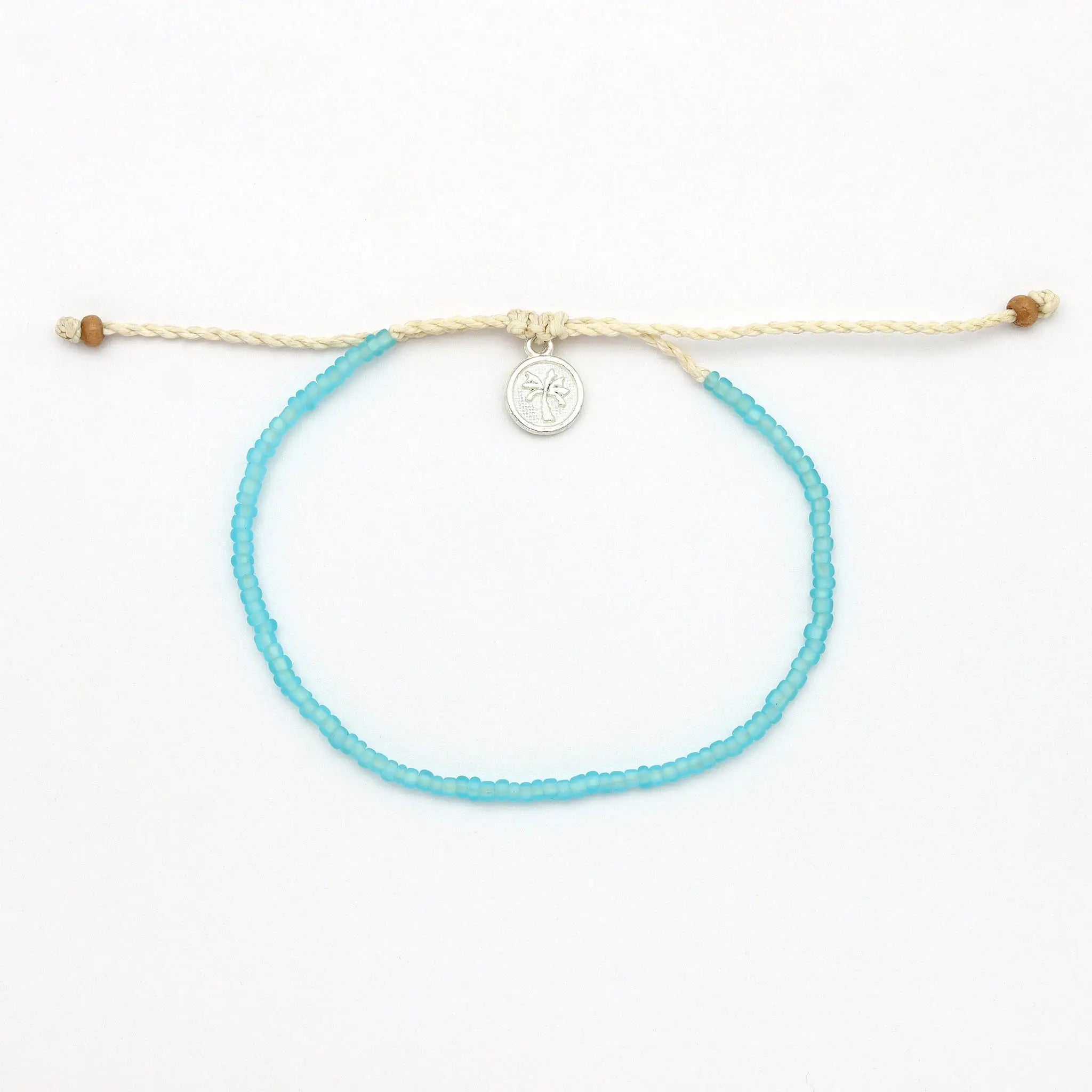 Bracelet perlé en verre dépoli Ka'anapali, bracelet de cheville Surf: Bleu